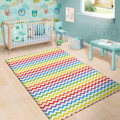 Rainbow Chevron Pattern Print Area Rug