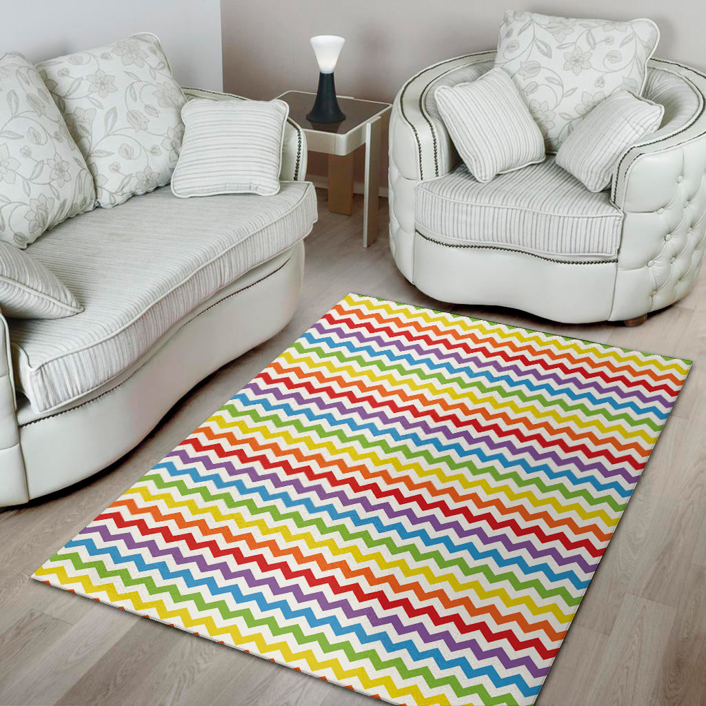 Rainbow Chevron Pattern Print Area Rug