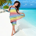 Rainbow Chevron Pattern Print Beach Sarong Wrap