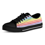 Rainbow Chevron Pattern Print Black Low Top Shoes