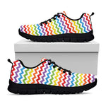 Rainbow Chevron Pattern Print Black Sneakers
