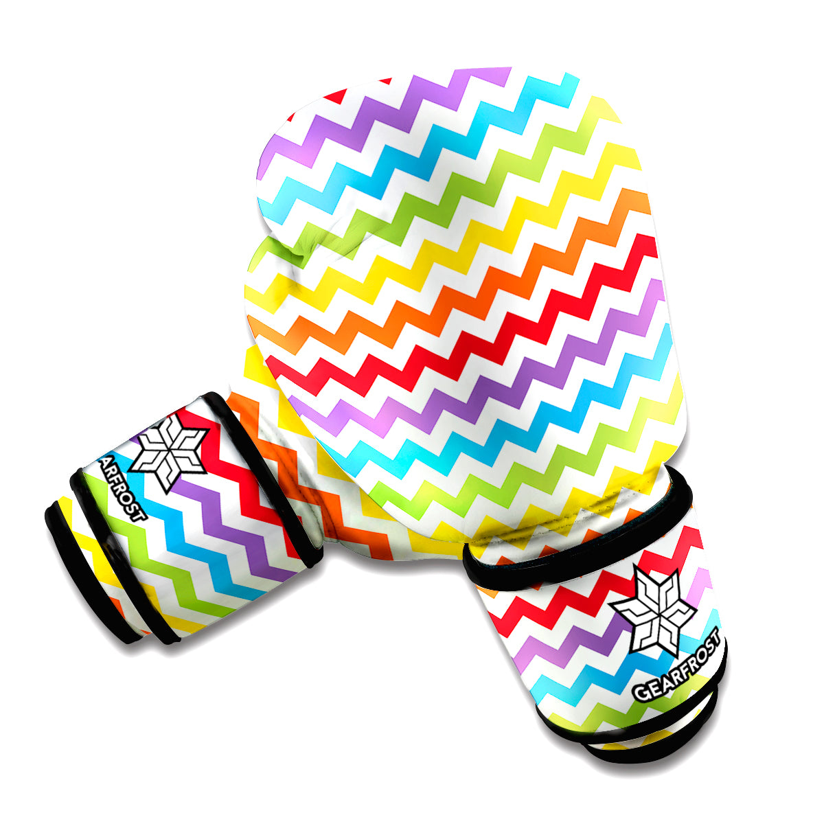 Rainbow Chevron Pattern Print Boxing Gloves