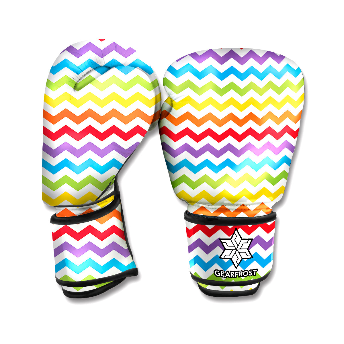 Rainbow Chevron Pattern Print Boxing Gloves