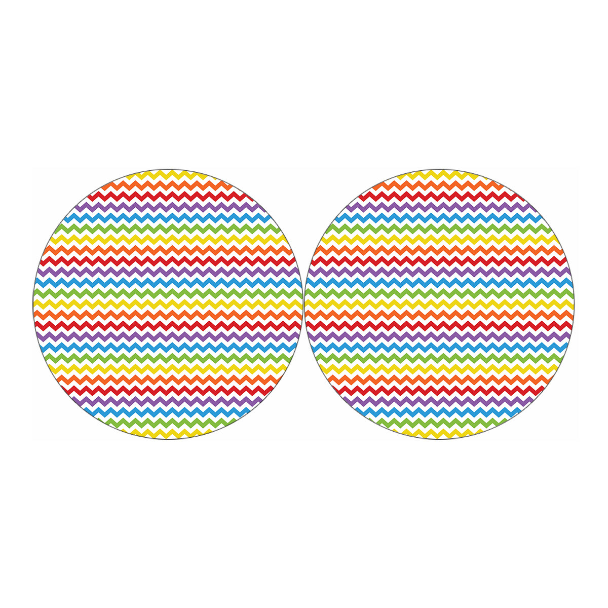 Rainbow Chevron Pattern Print Car Coasters