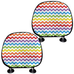Rainbow Chevron Pattern Print Car Headrest Covers