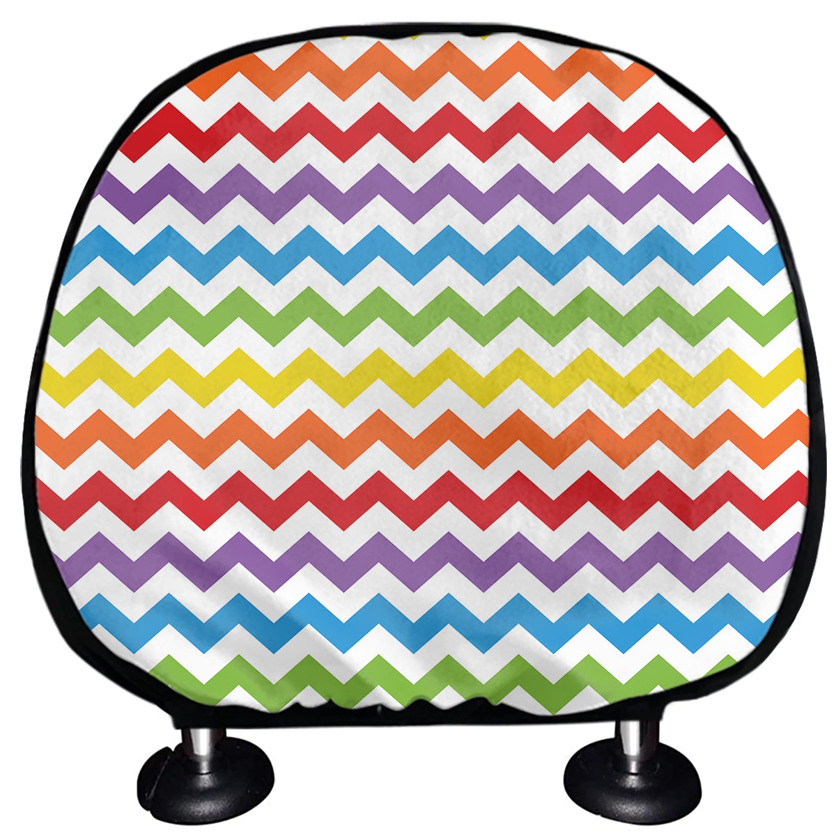 Rainbow Chevron Pattern Print Car Headrest Covers