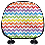 Rainbow Chevron Pattern Print Car Headrest Covers