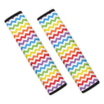 Rainbow Chevron Pattern Print Car Seat Belt Covers