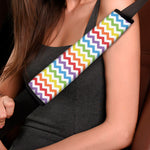 Rainbow Chevron Pattern Print Car Seat Belt Covers