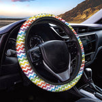 Rainbow Chevron Pattern Print Car Steering Wheel Cover