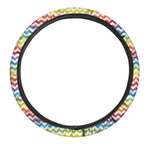 Rainbow Chevron Pattern Print Car Steering Wheel Cover