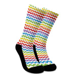 Rainbow Chevron Pattern Print Crew Socks