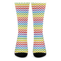 Rainbow Chevron Pattern Print Crew Socks