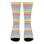 Rainbow Chevron Pattern Print Crew Socks