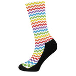 Rainbow Chevron Pattern Print Crew Socks