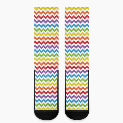 Rainbow Chevron Pattern Print Crew Socks