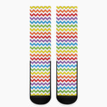 Rainbow Chevron Pattern Print Crew Socks