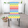 Rainbow Chevron Pattern Print Dining Chair Slipcover