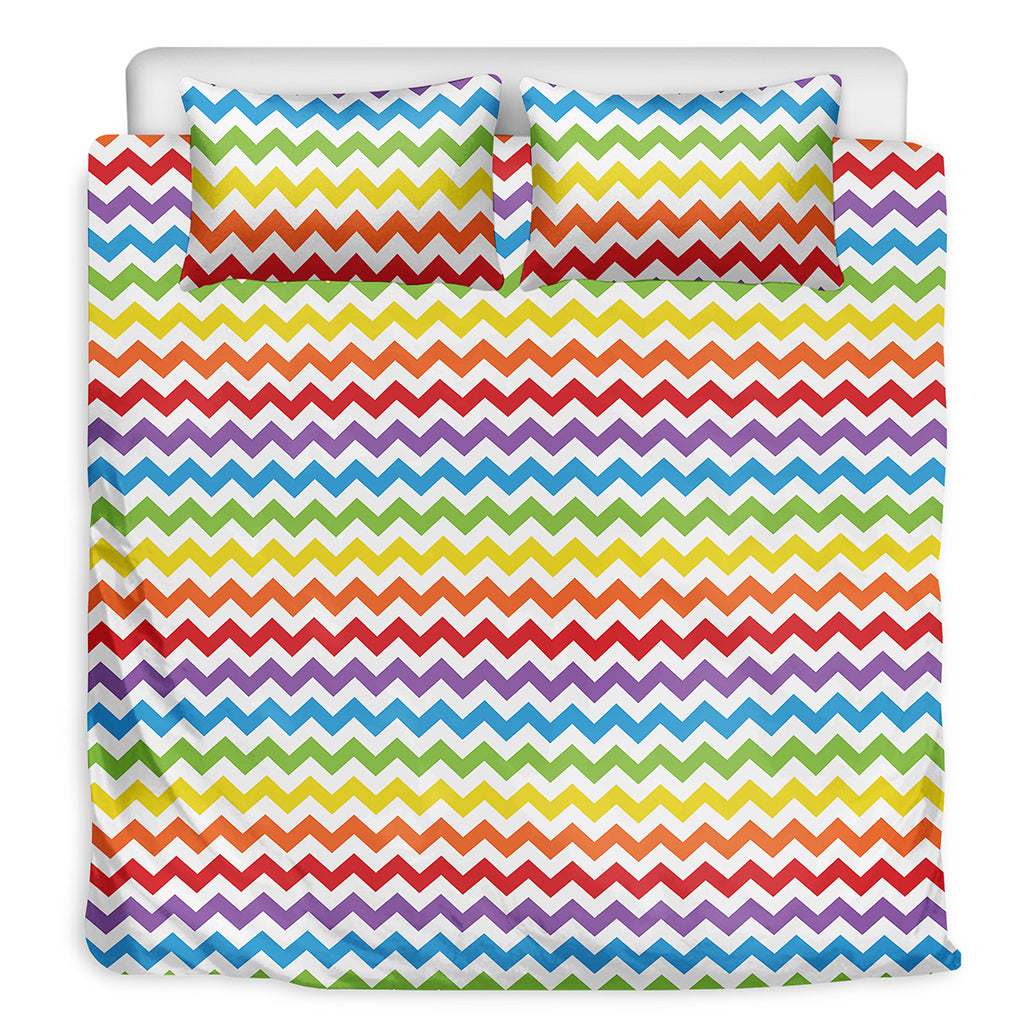 Rainbow Chevron Pattern Print Duvet Cover Bedding Set