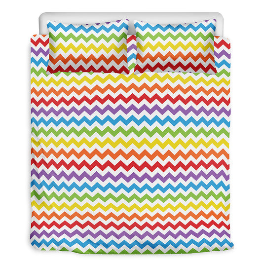 Rainbow Chevron Pattern Print Duvet Cover Bedding Set
