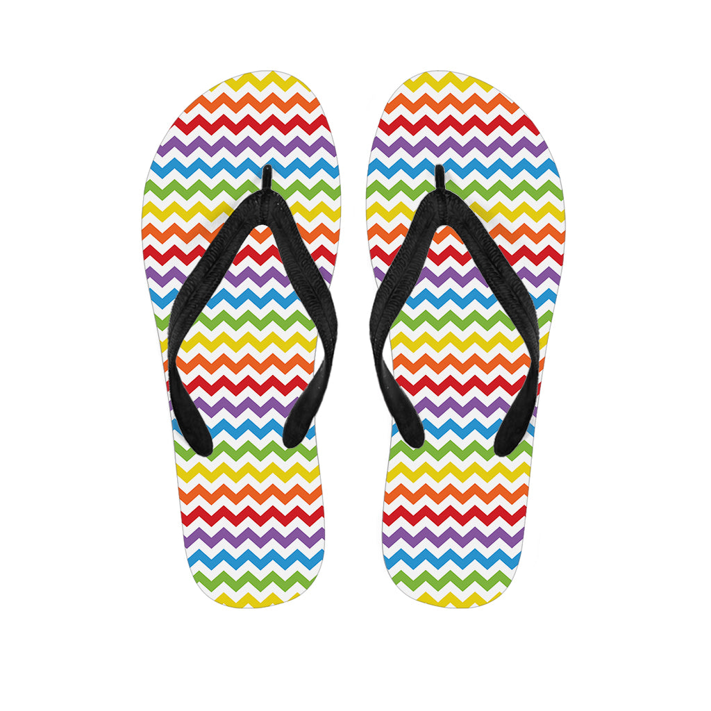 Rainbow Chevron Pattern Print Flip Flops