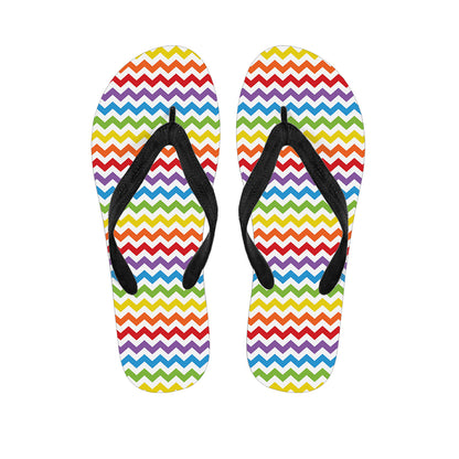 Rainbow Chevron Pattern Print Flip Flops