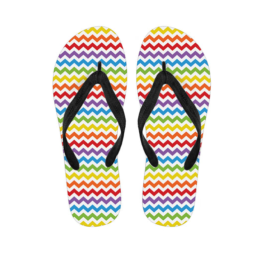 Rainbow Chevron Pattern Print Flip Flops