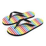 Rainbow Chevron Pattern Print Flip Flops