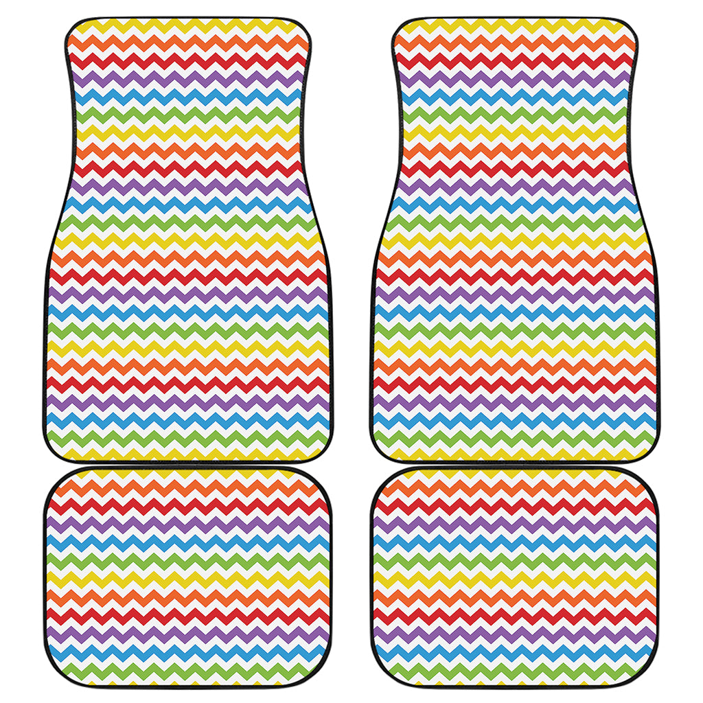 Rainbow Chevron Pattern Print Front and Back Car Floor Mats