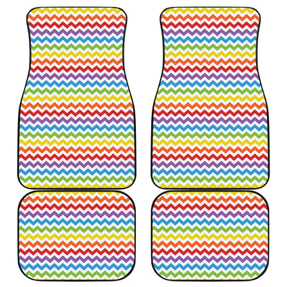 Rainbow Chevron Pattern Print Front and Back Car Floor Mats