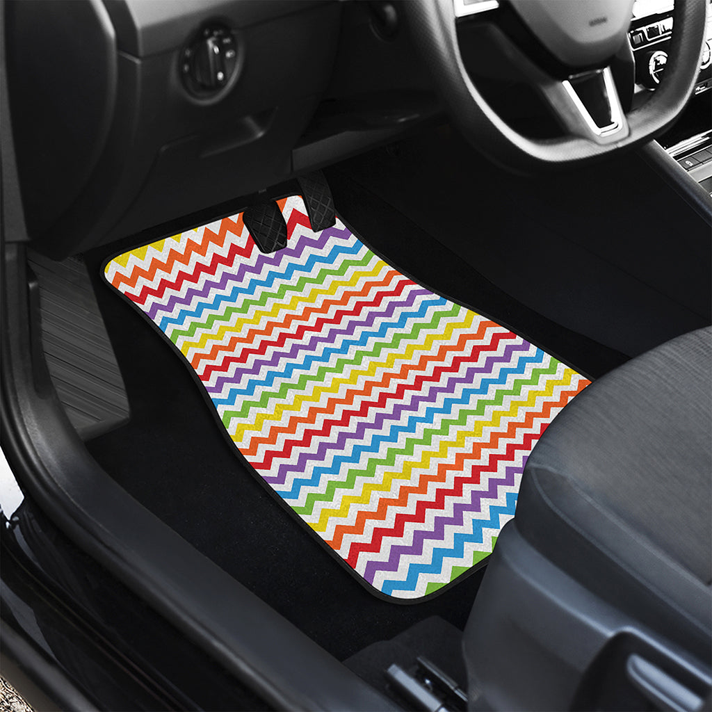 Rainbow Chevron Pattern Print Front and Back Car Floor Mats