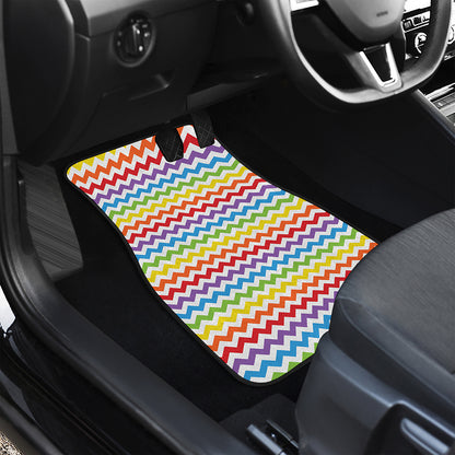 Rainbow Chevron Pattern Print Front and Back Car Floor Mats