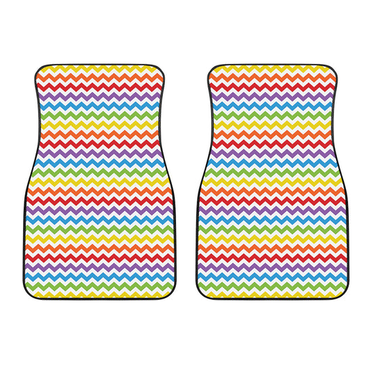 Rainbow Chevron Pattern Print Front Car Floor Mats