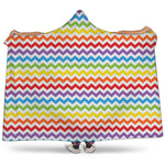 Rainbow Chevron Pattern Print Hooded Blanket