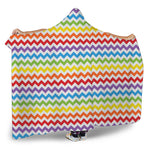 Rainbow Chevron Pattern Print Hooded Blanket