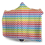 Rainbow Chevron Pattern Print Hooded Blanket