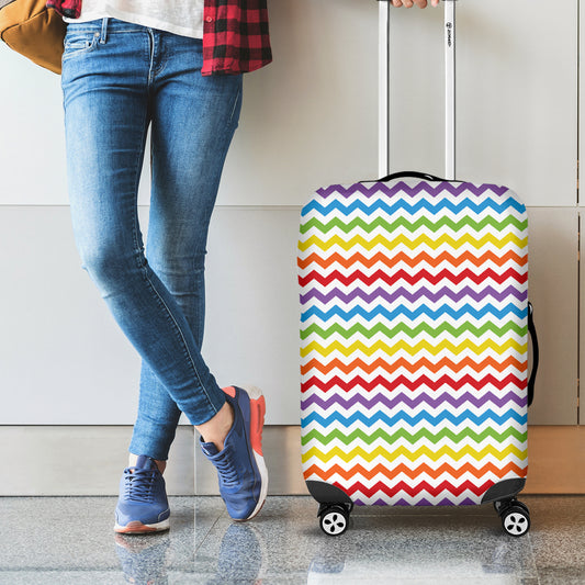 Rainbow Chevron Pattern Print Luggage Cover