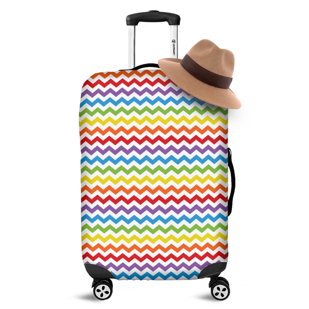 Rainbow Chevron Pattern Print Luggage Cover