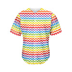 Rainbow Chevron Pattern Print Men's Baseball Jersey