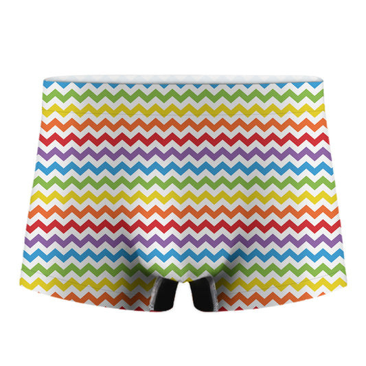 Rainbow Chevron Pattern Print Men's Boxer Briefs