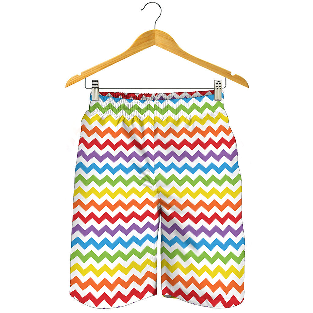 Rainbow Chevron Pattern Print Men's Shorts