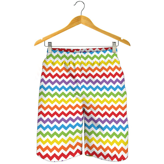 Rainbow Chevron Pattern Print Men's Shorts