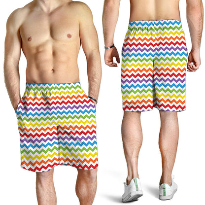 Rainbow Chevron Pattern Print Men's Shorts