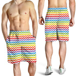 Rainbow Chevron Pattern Print Men's Shorts