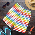 Rainbow Chevron Pattern Print Men's Shorts