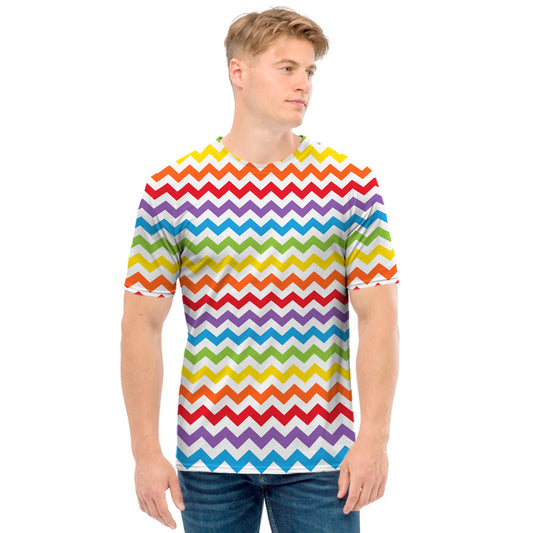 Rainbow Chevron Pattern Print Men's T-Shirt