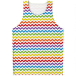 Rainbow Chevron Pattern Print Men's Tank Top