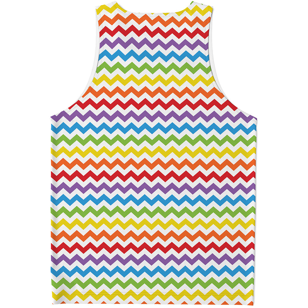 Rainbow Chevron Pattern Print Men's Tank Top