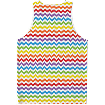 Rainbow Chevron Pattern Print Men's Tank Top