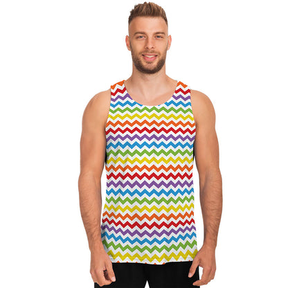Rainbow Chevron Pattern Print Men's Tank Top